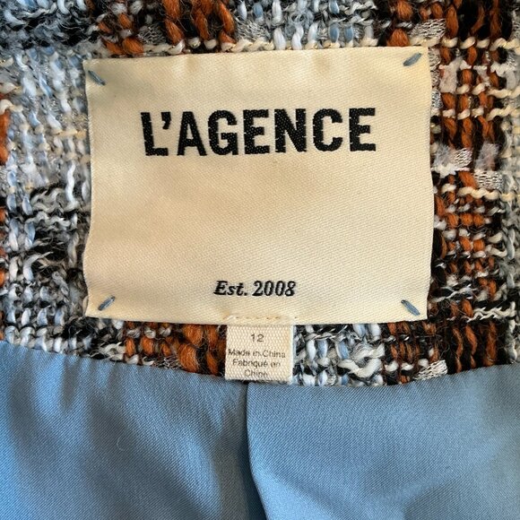 L'AGENCE Angelina Fringed Tweed Blazer Size 12, Excellent Condition - Picture 4 of 5